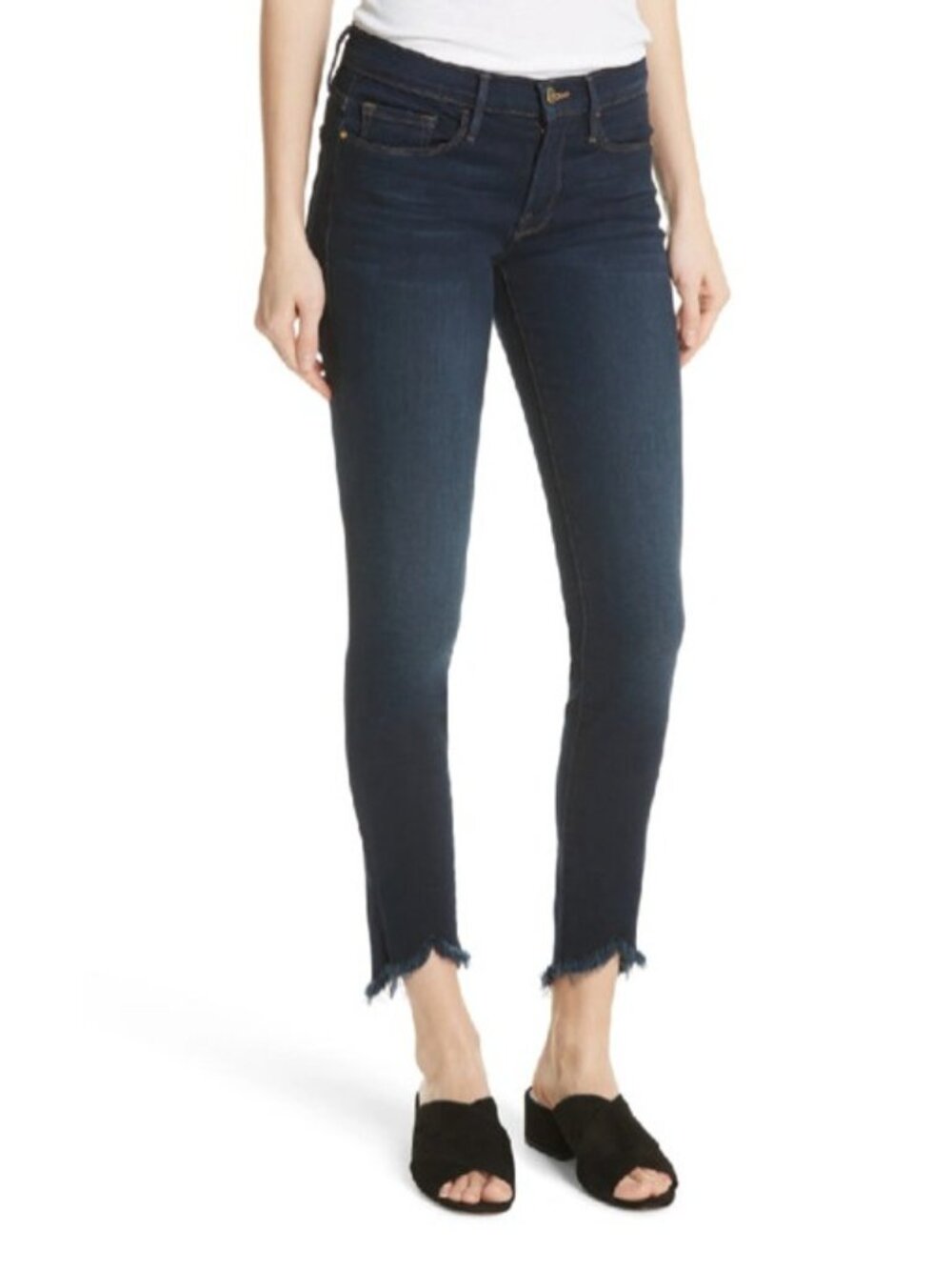 Frame Le Skinny De‎ Jeanne Sweetheart Frayed Hem Womens 24 Ankle Length